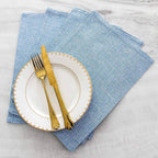 Home Brilliant Blue Placemats Set of 8 Heat Resistant Farmhouse Boho Placemats Burlap Cloth Place Mat Dining Table Place Mats Kitchen Table Mats, Blue