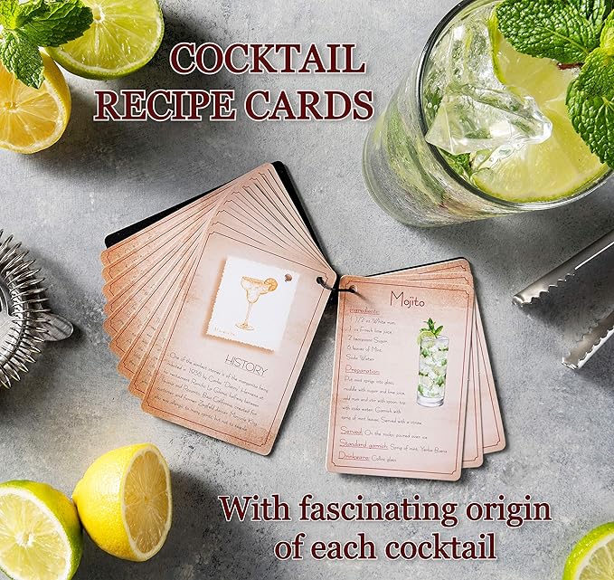 Crystal Cocktail Mixing Glass Set with Bamboo Stand - 22 Oz 650ml - Thick and Sturdy Bottom, Durable and Seamless Design with Bar Accessories Gift Set