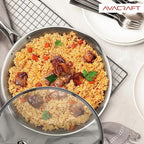 AVACRAFT 18/10 12 Inch Stainless Steel Frying Pan with Lid, Side Spouts, Induction Pan, Versatile Stainless Steel Skillet, Fry Pan in our Pots and Pans (12 inch)