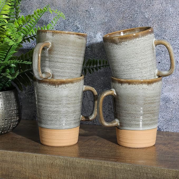 Gibson Elite 4 Pack Dreamweaver Terracotta Reactive 17 OZ Mug Set - Earthy Brown