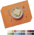 Home Brilliant Cloth Placemats Set of 4 Heat Resistant Fall Dining Table Place Mats for Kitchen Table Dinner Party Decorations, 13 x 19 inches, Orange
