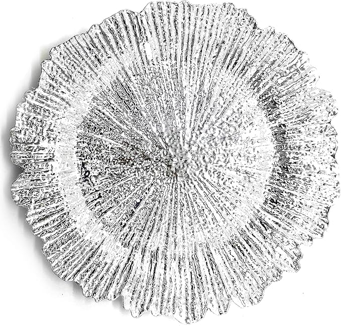 allgala 13-Inch 6-Pack Heavy Quality Round Charger Plates-Reef Silver-HD80332