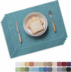 Home Brilliant Teal Placemats Set of 4 Heat Resistant Dining Table Place Mats for Kitchen Table Washable Cloth Placemat, 13 x 19 inches, Peacock