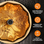 NutriChef 9-Inch Cake Pan - Thick and Heavy Cast Aluminum Bakeware Cake Mold with 2 Layers of Nonstick Coating - French Wreath Design for Uniform Baking Up To 500 Degrees - Easy to Clean, Gold