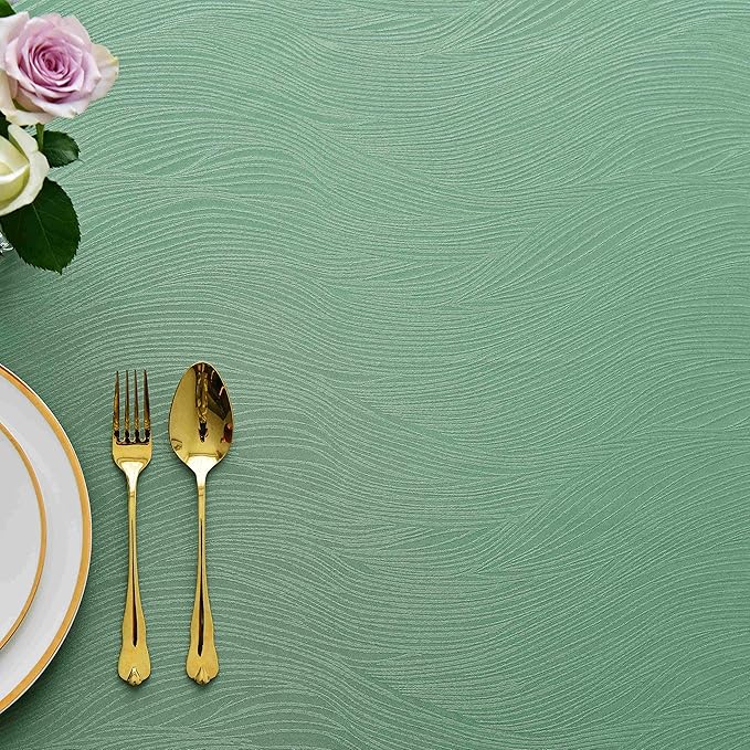 maxmill Jacquard Tablecloth Swirl Design Water Resistance Antiwrinkle Heavy Weight Soft Table Cloth for Buffet Banquet Parties Event Holiday Dinner Square 52 x 52 Inch Sage Green