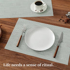 Leetaltree Mint Cream Placemats Set of 6 - Heat Resistant Non-Slip Place mats for Dining Table, Washable Durable PVC Vinyl Woven Table Mats（Mint Cream, 6）