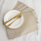 Home Brilliant Burlap Linen Placemats Set of 6 Plate Mats Heat Resistant Dining Table Cloth Placemats Washable Kitchen Table Mats for Holiday Dinner, 13x19 inch, Light Linen
