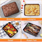 Herogo Deep Baking Pan Set of 2, 8 X 10.5 Inch Non-Stick Sheet Cake Pan for Oven, Rectangle Stainless Steel Lasagna Brownies Casseroles Cakes Bakeware, Dishwasher Safe