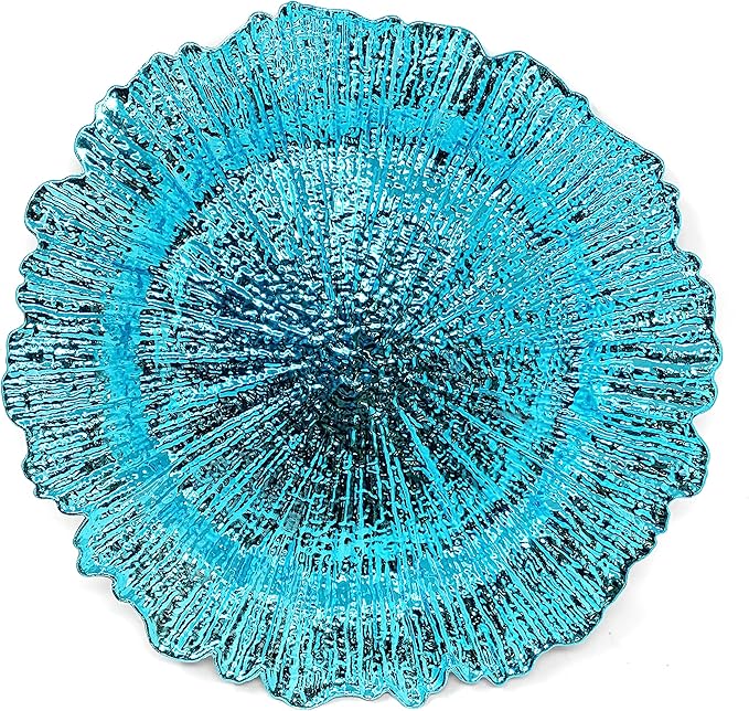 allgala 13-Inch 6-Pack Heavy Quality Plastic Charger Plates-Reef Turquoise-HD80336