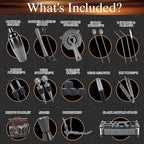 Mixology Bartender Kit – 24 Piece Gun Metal Cocktail Shaker Set w/Stand – Essential Home Bar Accessories Martini Shaker, Jigger, Muddler, Chilling Cubes & More