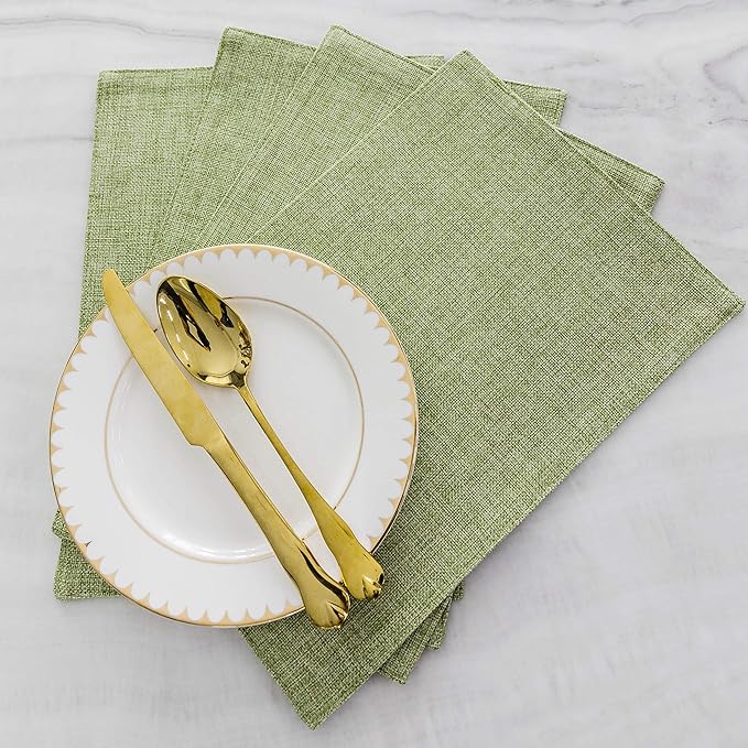 Home Brilliant Green Placemat Set of 4 Washable Place Mats Placemats Heat Resistant Sage Placemat for Dining Table Kitchen Table Mats Spring Dinner Decor, Grass Green