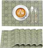 Ruvanti Placemats 100% Cotton 13 x19 Inch, Dining Table Placemats Set of 6, Modern Place Mats for Dining Table Decor, Kitchen and Table Linens, Coffee Mat for Christmas Dinners - Floral Tiles