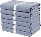 Lane Linen Kitchen Towel Set, 6 Pack 100% Cotton Hand Towels For Kitchen, Dish Towels For Drying Dishes, Lint Free, 14"x25", Good For Cleaning Windows, Ceramic Surface, Glass Stovetops - Blue Chambray