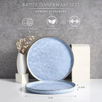 HaWare Stoneware Dinner Plates Set of 6, 10" Heavy Duty Ceramic Plate, Reactive Glaze Ripple Dinnerware for Home Restaurant, Chip and Scratch Resistant, Microwave and Dishwasher Safe, Reactive Blue