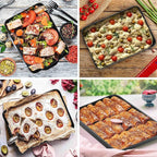 E-far Baking Pan with Lid, 10.5 x 8.3 x 2 Inch Nonstick Rectangle Stainless Steel Cake Pan Sheet for Toaster Oven, Black Bakeware for Cakes Brownies Casseroles, Non-toxic & Healthy, Set of 2