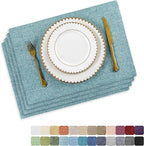 Home Brilliant Cloth Placemats Set of 4 for Holiday Dinner Linen Placemat Heat Resistant Dining Table Place Mats for Kitchen Table, 13 x 19 inches, Teal