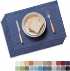 Home Brilliant Placemats Set of 4 Linen Blue Placemats Heat Resistant Dining Table Place Mats Kitchen Table Mats, Indigo