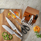 McCook® Kitchen Knife Sets,German Stainless Steel Knives Block Set with Built-in Sharpener