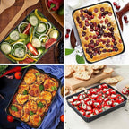 E-far Baking Pan with Lid, 9.4 x 7.3 x 2 Inch Nonstick Rectangle Stainless Steel Cake Pan Sheet for Toaster Oven, Small Black Bakeware for Cakes Brownies Casseroles, Non-toxic & Healthy, Set of 2