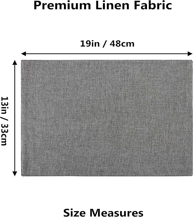 Home Brilliant Cloth Placemats Set of 6 Heat Resistant Dining Table Place Mats Kitchen Table Mats, 13x19 inches, Dark Grey