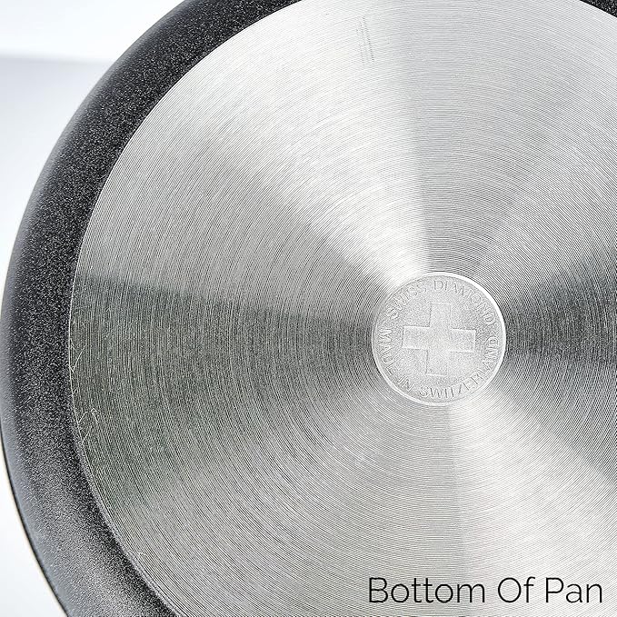 Swiss Diamond 7 Inch Frying Pan Nonstick Diamond Frying Pan, Aluminum Coated Skillet, Dishwasher Safe and Oven Safe Fry Pans with Ergonomic Handle, Grey