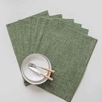 Home Brilliant Linen Cloth Placemats Set of 8 Heat Resistant Dining Table Place Mats Table Mat Kitchen for Wedding Holiday Parties Decor, Green