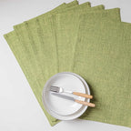 Home Brilliant Green Placemats Set of 8 Washable Place Mats Linen Placemats Heat Resistant Table Mats for Wooden Table Indoor Outdoor Decor, Lime Green