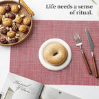 Leetaltree Red Placemats Set of 4 - Heat Resistant Non-Slip Place mats for Dining Table, Washable Durable PVC Vinyl Woven Table Mats（Red, 4）