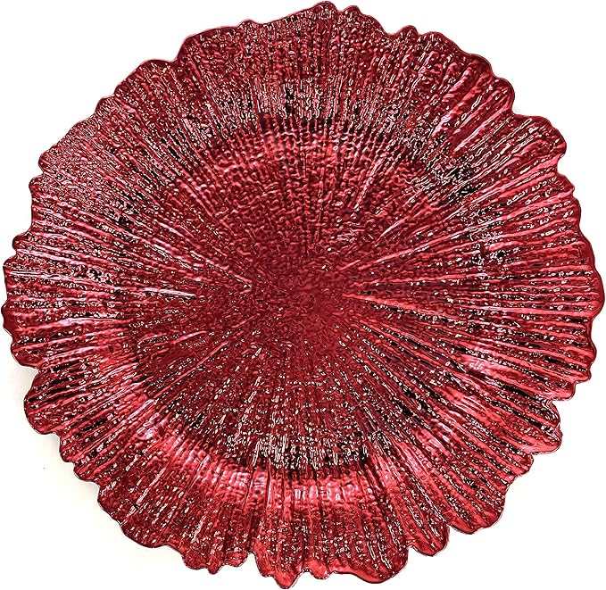 allgala 13-Inch 48-Pack Heavy Quality Round Charger Plates-Reef Red-HD80339