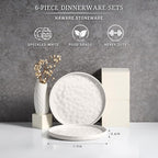 HaWare Stoneware Plates Set of 6, 7.9" Salad Plates, Reactive Glaze Ripple Ceramic Dish Set for Appetizer, Dessert, Scratch Resistant, Small Dinner Plate, Microwave and Dishwasher Safe, Speckled White