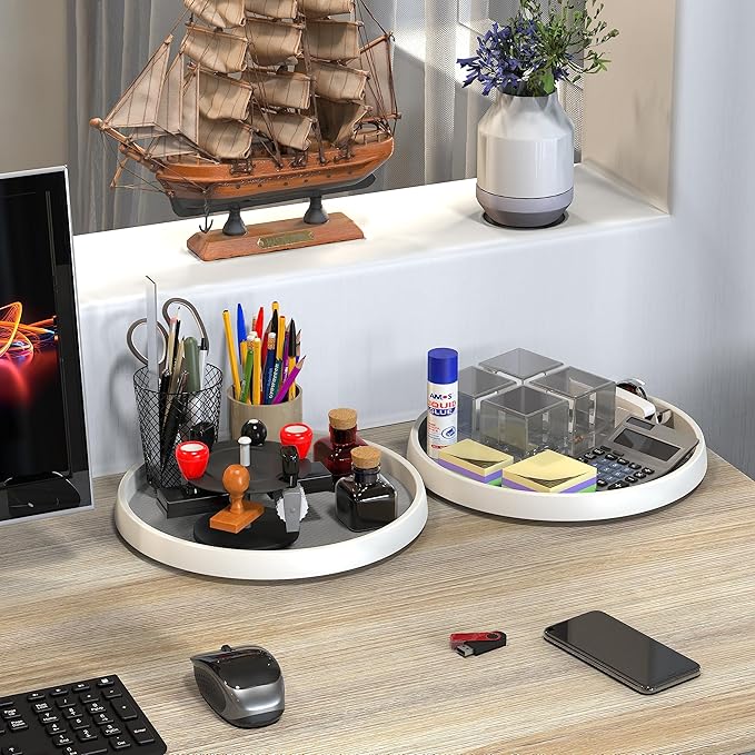 Simple Houseware 12-Inch Lazy Susan Spice Organizer Rotating Tray, 5-Pack