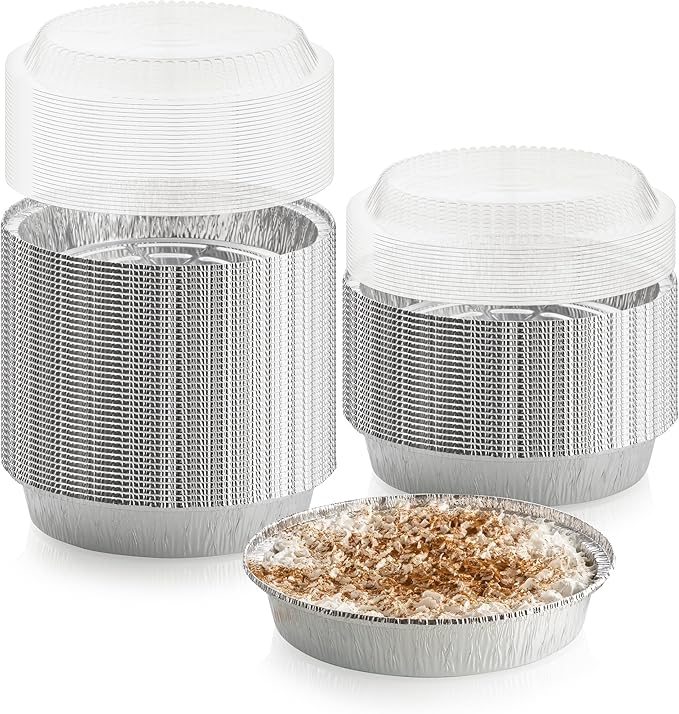 40-Pack of 9-Inch Round Foil Pans with 40 Dome Lids - Disposable Aluminum Foil Cake Trays - Freezer & Oven Safe - For Baking, Cooking, Storage & Reheating