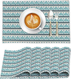 Ruvanti Placemats 100% Cotton 13x19 Inch, Dining Table Placemats Set of 6, Modern Place Mats for Dining Table Decor, Kitchen & Table Linens, Coffee Mat for Christmas Dinners - Kite