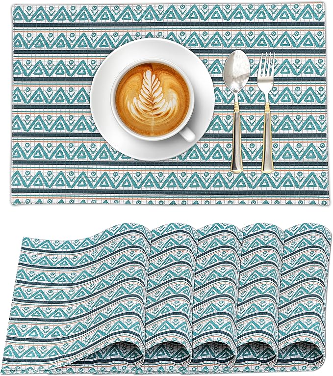 Ruvanti Placemats 100% Cotton 13x19 Inch, Dining Table Placemats Set of 6, Modern Place Mats for Dining Table Decor, Kitchen & Table Linens, Coffee Mat for Christmas Dinners - Kite
