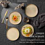 HaWare Stoneware Salad Plates Set of 6, 7.9” Heavy Duty Ceramic Plates, Reactive Glaze Dinnerware for Home Restaurant, Chip and Scratch Resistant, Microwave and Dishwasher Safe, Reactive Sandy Khaki