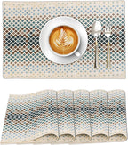 Ruvanti Placemats 100% Cotton 13x19 Inch, Dining Table Placemats Set of 6, Modern Place Mats for Dining Table Decor, Kitchen & Table Linens, Coffee Mat for Christmas Dinners - Faded