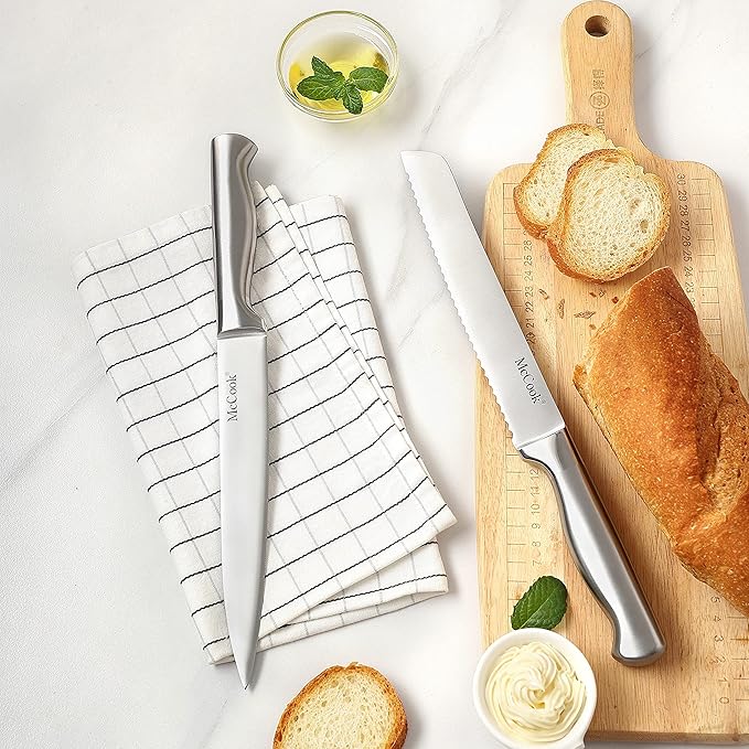 McCook® Knife Sets,German Stainless Steel Kitchen Knives Block Set with Built-in Sharpener