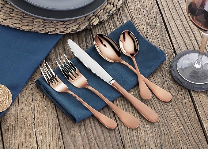 Artaste 56891 Rain 18/10 Stainless Steel Flatware 36-Piece Set, Copper Finish, Service for 12