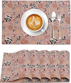 Ruvanti Placemats 100% Cotton 13x19 Inch, Dining Table Placemats Set of 6, Modern Place Mats for Dining Table Decor, Kitchen & Table Linens, Coffee Mat for Christmas Dinners - Dusty Palette