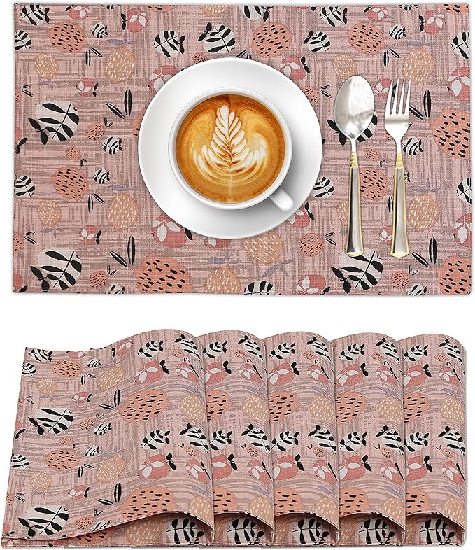 Ruvanti Placemats 100% Cotton 13x19 Inch, Dining Table Placemats Set of 6, Modern Place Mats for Dining Table Decor, Kitchen & Table Linens, Coffee Mat for Christmas Dinners - Dusty Palette