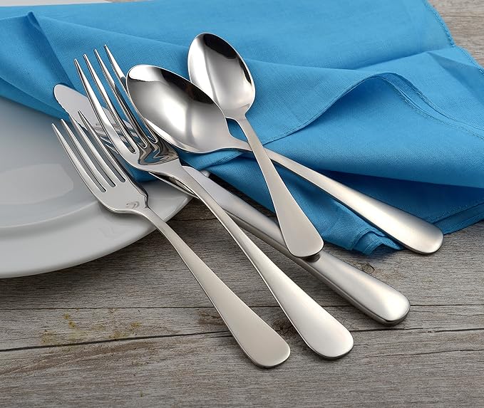 Liberty Tabletop Satin Annapolis 45 Piece Flatware set for 8 Made in USA