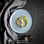 HaWare Stoneware Salad Plates Set of 6, 7.9” Heavy Duty Ceramic Plates, Reactive Glaze Dinnerware for Home Restaurant, Chip and Scratch Resistant, Microwave and Dishwasher Safe, Reactive Foggy Blue