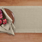 Solino Home Linen Table Runner 36 Inches - 100% Pure Linen Vintage Khaki Table Runner 14 x 36 Inch Ideal for Dresser and Coffee Tables - Summer, Fall, Autumn - Fete