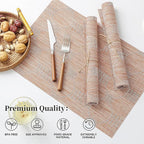 Leetaltree Coral Placemats Set of 8 - Heat Resistant Non-Slip Place mats for Dining Table, Washable Durable PVC Vinyl Woven Table Mats（Coral, 8）