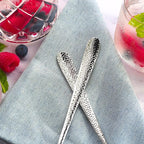 Hudson Essentials Hammered Iced Tea Spoons, 18/10 Stainless Steel Long Handle Spoons for Stirring Cocktails, Tea, Coffee, Set of 6 - Bergamo