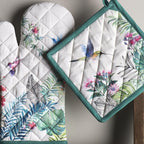 Maison d' Hermine Pot Holders 100% Cotton Heat Resistant Potholders 8" x 8" Hot Pads with Loop BBQ, Cooking, Baking, Grilling, Kitchen, Handling Hot Pans Spring/Summer (Pack of 1, Tropiques)