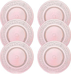 Art Deco Vintage Crystal Pink Plates | Set of 6 | Unique 10.5" Dinner or Charger Plates - Dinner, Charger, Dessert Server, Appetizer Plate, Snack, Fruit, Hand Wash, Housewarming Gift