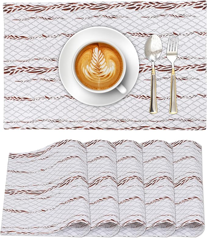 Ruvanti Placemats 100% Cotton 13x19 Inch, Dining Table Placemats Set of 6, Modern Place Mats for Dining Table Decor, Kitchen & Table Linens, Coffee Mat for Christmas Dinners - Wheatable