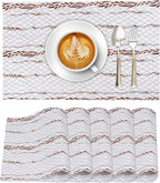 Ruvanti Placemats 100% Cotton 13x19 Inch, Dining Table Placemats Set of 6, Modern Place Mats for Dining Table Decor, Kitchen & Table Linens, Coffee Mat for Christmas Dinners - Wheatable