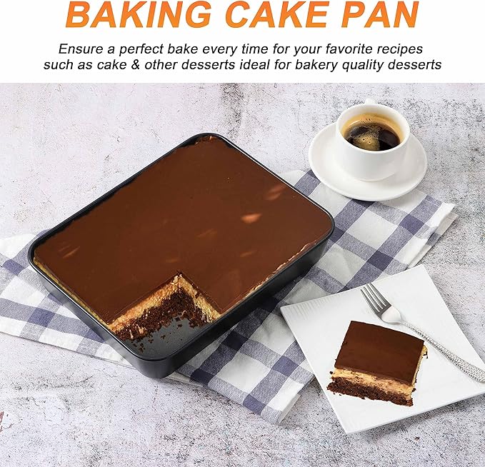 Herogo Deep Baking Pan Set of 2, 8 X 10.5 Inch Non-Stick Sheet Cake Pan for Oven, Rectangle Stainless Steel Lasagna Brownies Casseroles Cakes Bakeware, Dishwasher Safe
